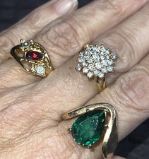 Costume Jewellery Rings x 3