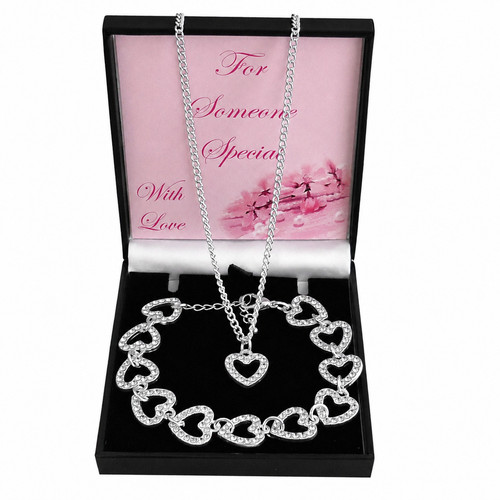 Rhinestone hearts jewellery - rhinestone,