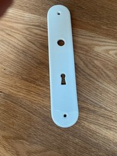 French White Porcelain Limoges Ceramic Door ESCUSCHION   Finger Plate keyhole 