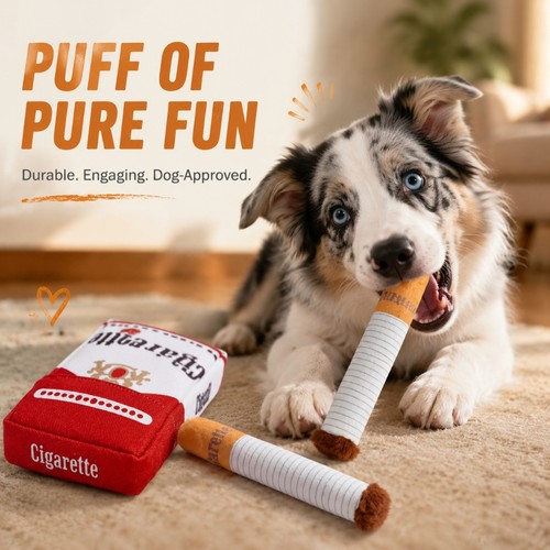 Funny squeaky cigarette dog - cigarette,