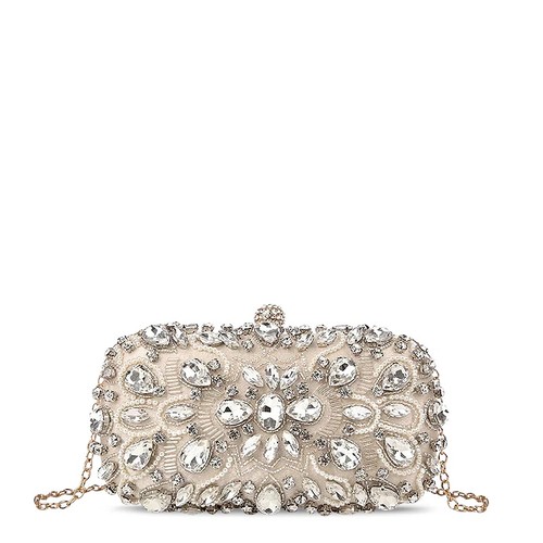 Cream satin clutch bag - cream,