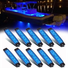 10Pcs Marine Boat 6LED Deck Courtesy Lights Waterproof Blue Stern Transom Light