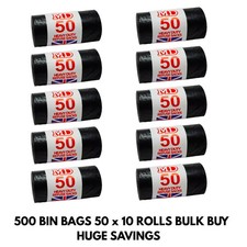 500x Heavy Duty Black Bin Bags