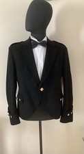 Mens Scottish Kilt Jacket, Argyll Style,Black Wool, Chest 44 Inches