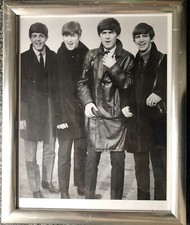 The Beatles band Group Shot Vintage Black And White Photo silvered Framed 10 x 8