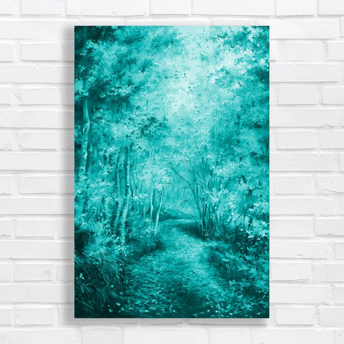 Autumn woodland nature teal - woodland,