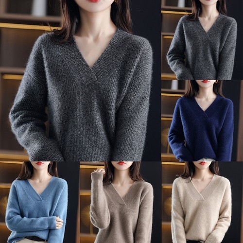 Warm neck knit sweater - warm, v