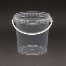 Clear Bucket + Lid Tubs Pail Containers Plastic Handle 1L 3L 5L 10L 20L 25L 30L