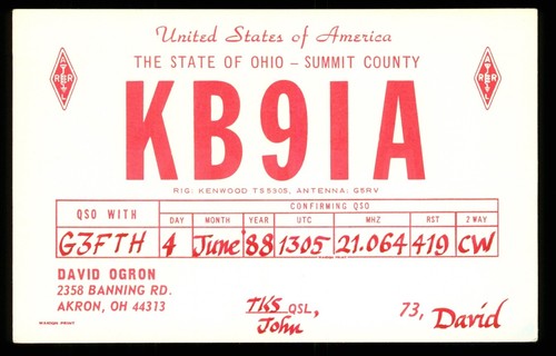 Qsl card radio usa - usa, kb9ia
