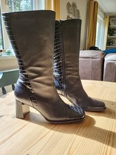 Sally O'Hara Black Faux Leather Boots Size 6uk  39eu