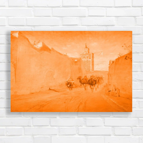 Moroccan desert caravan orange - desert,