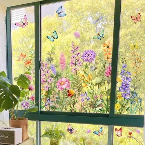 Colorful flower window clings - flower,