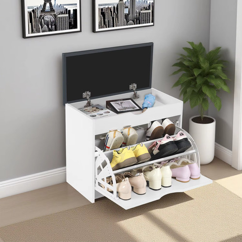 White shoe storage bench - storage,