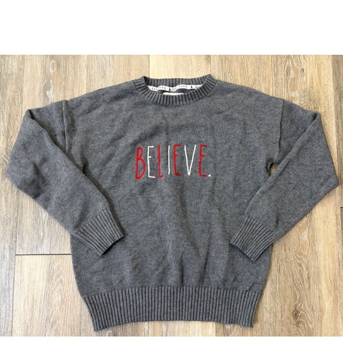 Rae dunn believe sweater - sweater, gray