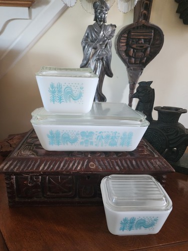 Vintage pyrex turquoise amish - turquoise,
