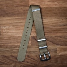One piece fine weave watch strap 20mm khaki nato woven nylon stainless steel