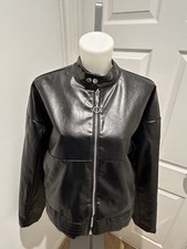 PLT - BLACK FAUX LEATHER BOXY STYLE JACKET - SIZE L