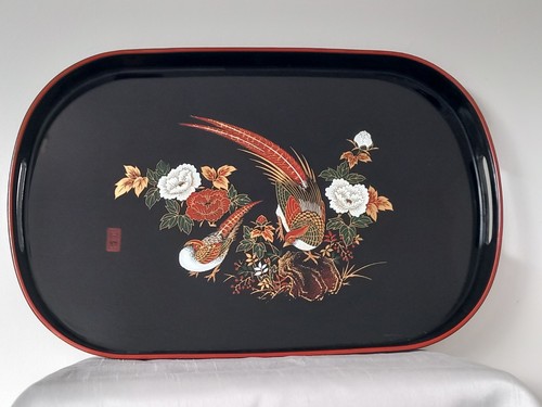 Vintage black lacquerware - vintage, oval