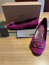 Miu Miu Prada Ciclamino Pink Suede Low Heel Shoes Ballet Pumps EU 39 UK 6  Boxed