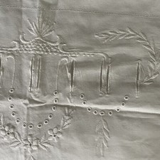 Vintage Nightdress Case White Cotton Embroidered With Cut Out Luxury Linens