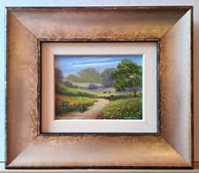 MARY SHAW Framed Original Miniature Oil Painting "Summer Meadow"