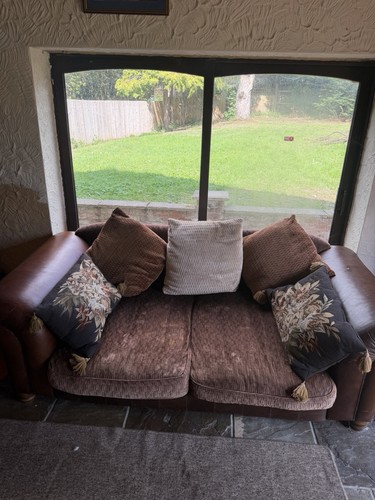 Vintage brown leather seater - 3,