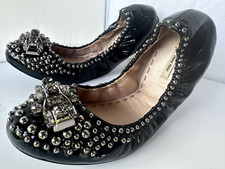 Miu Miu Shoes Flats Size 37.5 Black Vernice Patent Leather