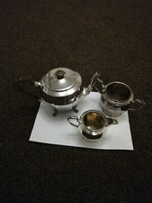 Tea Set Silver Plated with Wooden Handle and stamped made in Sheffield. 