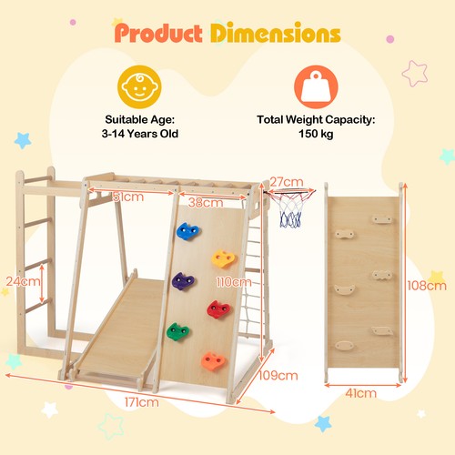 6in1 jungle gym wood swing - wood,