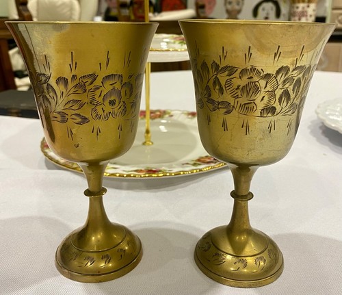 Pair vintage brass - pair, wine