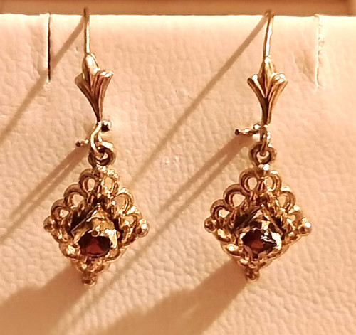 9ct vintage garnet drop - vintage,