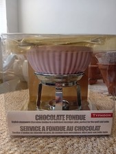 Typhoon chocolate fondue set Chrome Stand Stainless Steel Forks Stoneware Bowl