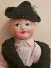 Antique Old Doll In Traditional Costume Bisque Head 9 Collectable Rare