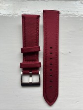 Burgundy Sailcloth And Leather Watch Strap 22mm New