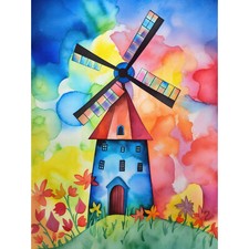 Watercolour windmill - watercolour,