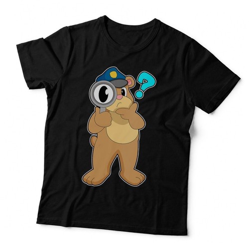 Bear cop magnifying - cop, glass