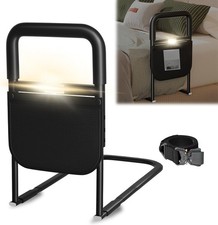 Bed Rail for Elderly Adult Safety Side Hand Grab Assist with Storage Black
