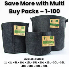 Fabric Pots Grow Bags for Plants & Tomatoes | 1L–80L Reusable Black Planters