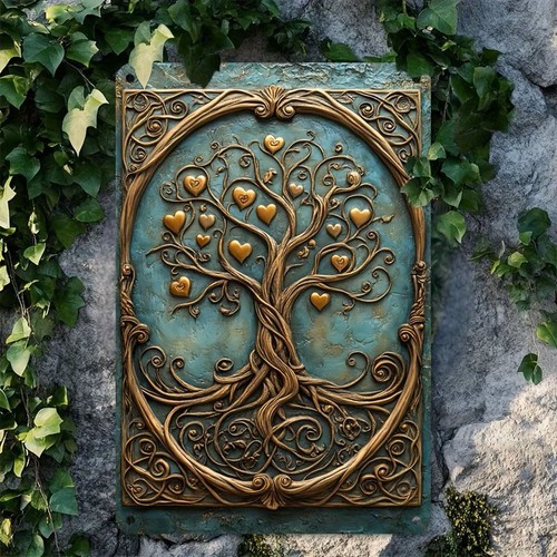 Gold hearts tree life - 2d,