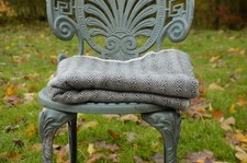 Handmade cashmere blanket BRAND NEW grey diamonds