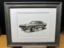 Drawing of 1969 Ford Mustang Car Fastback Shelby Graphite Pencil Sketch Picture