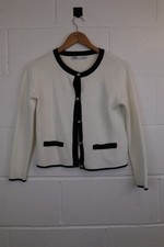 Women's ZARA White & Black Cardigan Button Up Size UK S CG ZZ2