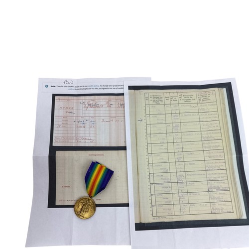 Ww1 victory medal pte hydes - ww1,