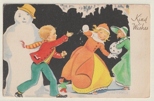 Vintage snowman children - vintage,