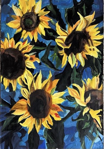 Original acrylic sunflower - acrylic,