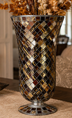 Mosaic glass vase brown gold - mosaic,