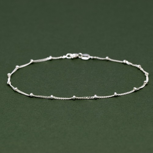 Sterling silver beaded curb - sterling,