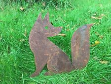 Rusty Fox Silhouette Metal Animal Garden Art Lawn Ornament Mild Steel Rustic