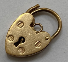 Vintage 17.5mm long Solid 9CT Gold Love Heart Padlock Clasp