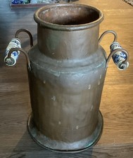 Antique Holland 15” Copper Milk Churn Delft Handles 18th-19th C. Museum Quality